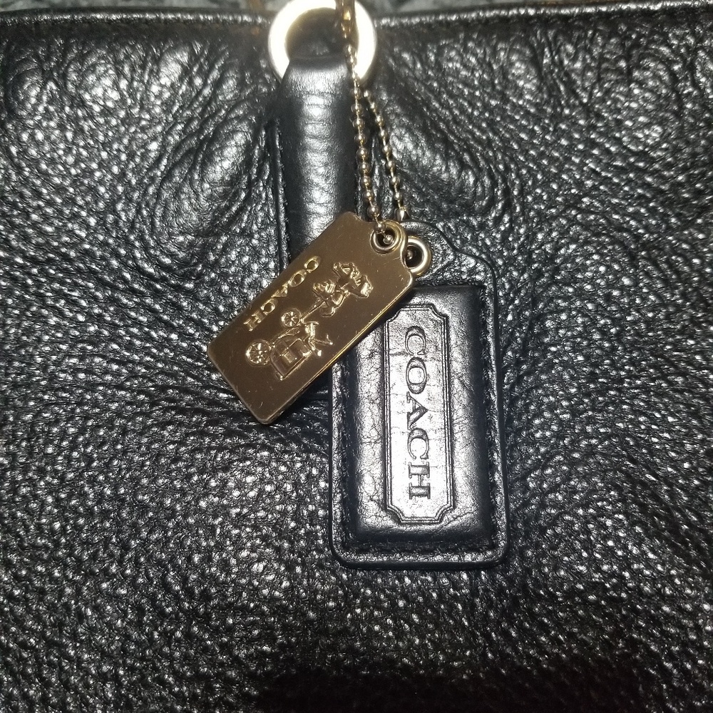 Coach black genuine leather bag with gold accents - Picture 6 of 7